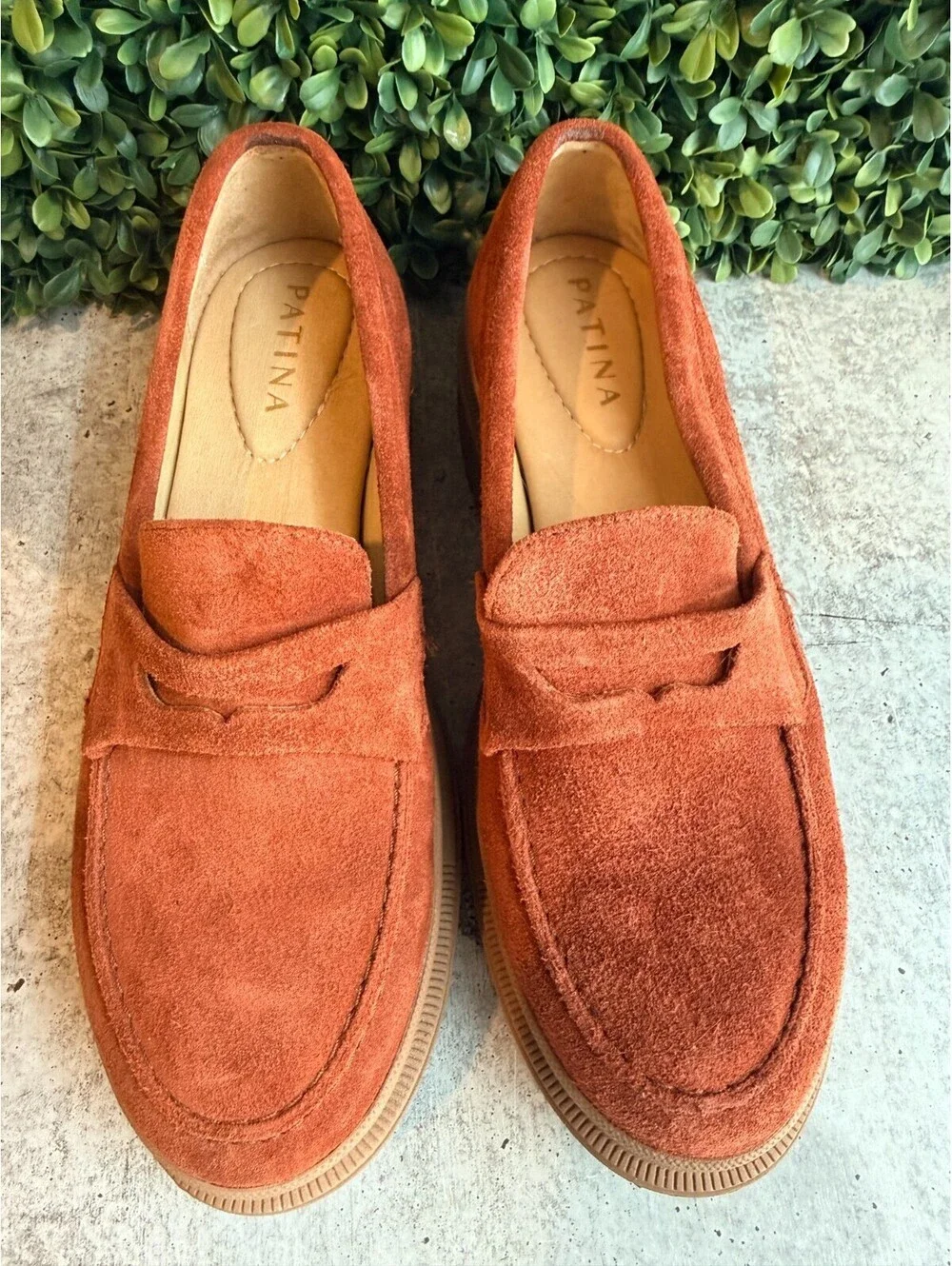 Portland Leather Patina Zoe Chunky Loafers - Brick Red / Rust Color - Size 8